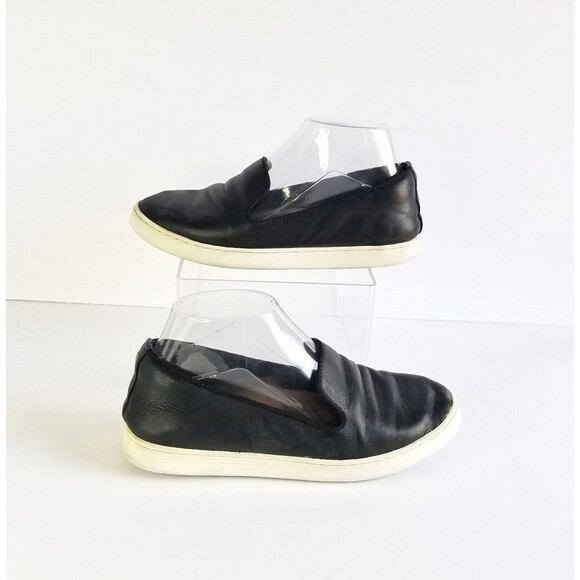 BIRDIES The Swift Black Leather Slip On Sneakers Sz 6.5 Flat White Soles - Picture 5 of 15